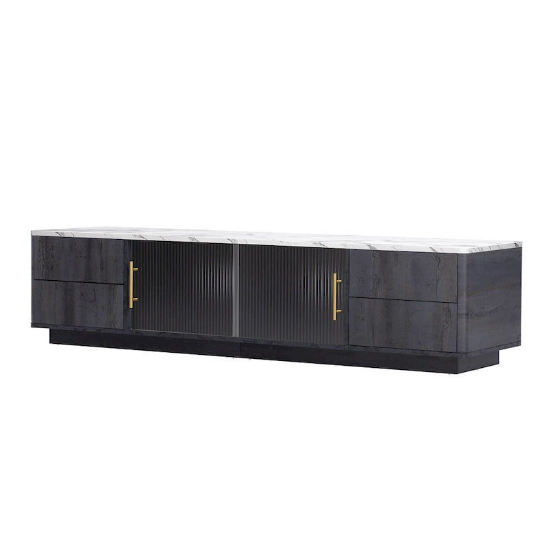 Mobile porta TV da 160 cm con 4 cassetti e grande armadietto – Nero e Bianco, Adatto per TV fino a 70"