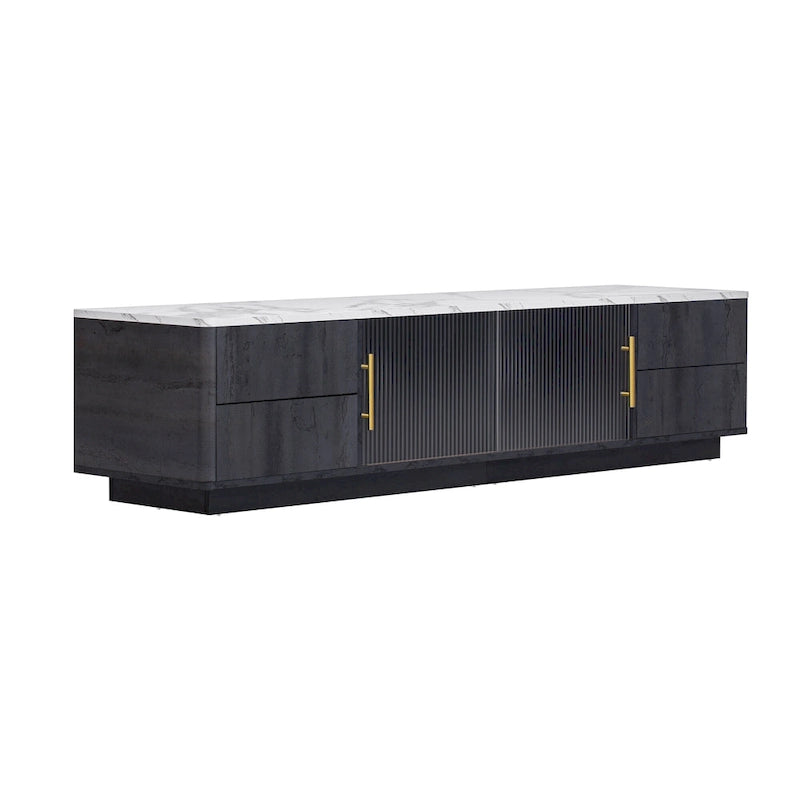 Mobile porta TV da 160 cm con 4 cassetti e grande armadietto – Nero e Bianco, Adatto per TV fino a 70"