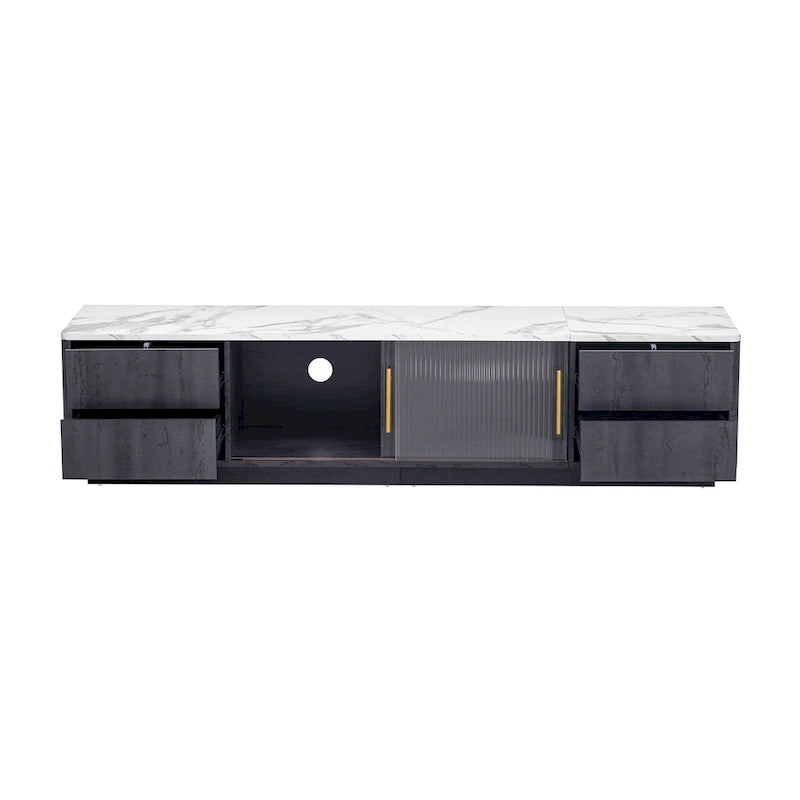 Mobile porta TV da 160 cm con 4 cassetti e grande armadietto – Nero e Bianco, Adatto per TV fino a 70"