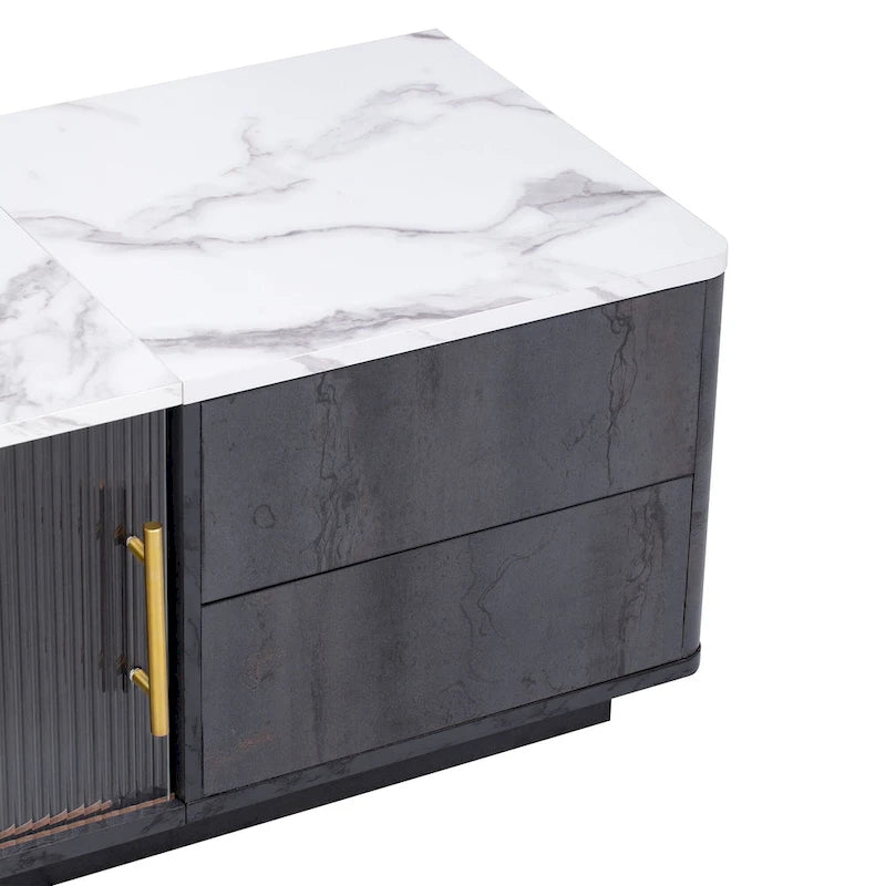 Mobile porta TV da 160 cm con 4 cassetti e grande armadietto – Nero e Bianco, Adatto per TV fino a 70"