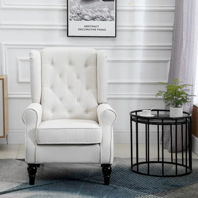 Poltrona direzionale reclinabile in similpelle trapuntata color crema, altezza 74,4 cm – capacità 159 kg