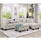 Divano moderno a L a 7 posti con pouf contenitore