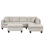 Divano moderno a L a 7 posti con pouf contenitore