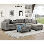 Divano moderno a L a 7 posti con pouf contenitore