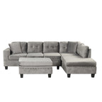 Divano moderno a L a 7 posti con pouf contenitore