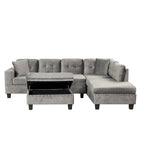 Divano moderno a L a 7 posti con pouf contenitore