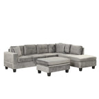 Divano moderno a L a 7 posti con pouf contenitore