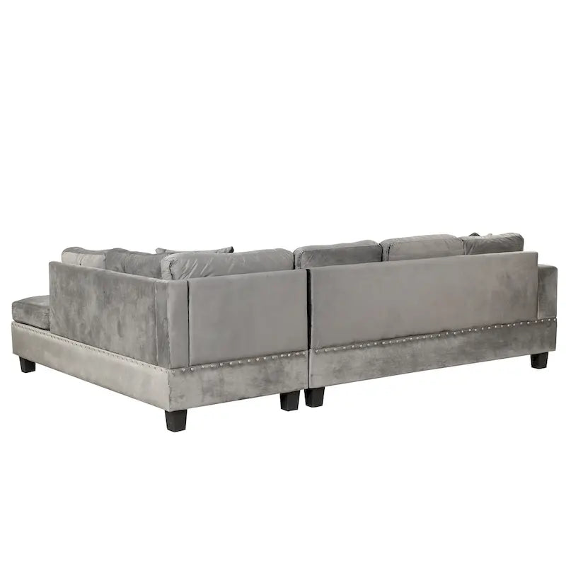 Divano moderno a L a 7 posti con pouf contenitore