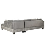 Divano moderno a L a 7 posti con pouf contenitore