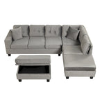 Divano moderno a L a 7 posti con pouf contenitore