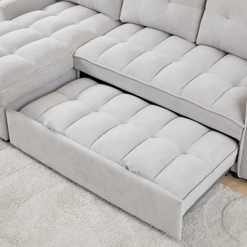 Divano letto a L estraibile in ciniglia da 78,75" con porte di ricarica