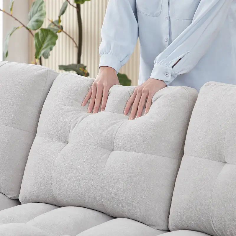 Divano letto a L estraibile in ciniglia da 78,75" con porte di ricarica