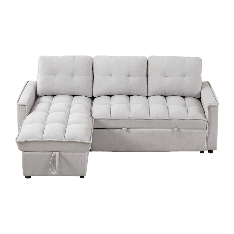 Divano letto a L estraibile in ciniglia da 78,75" con porte di ricarica