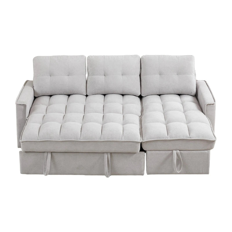 Divano letto a L estraibile in ciniglia da 78,75" con porte di ricarica