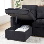Divano letto a L estraibile in ciniglia da 78,75" con porte di ricarica