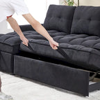 Divano letto a L estraibile in ciniglia da 78,75" con porte di ricarica