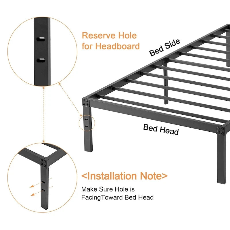 Struttura letto in metallo con spazio sottoletto da 32 cm – Misura singola, piazza e mezza, queen o king