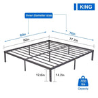 Struttura letto in metallo con spazio sottoletto da 32 cm – Misura singola, piazza e mezza, queen o king