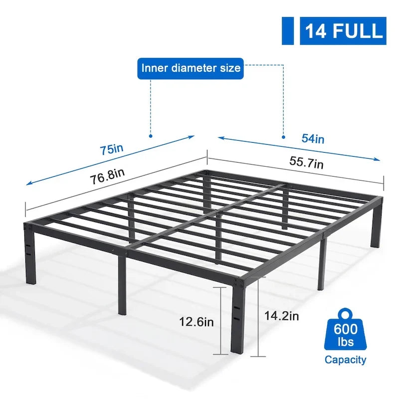Struttura letto in metallo con spazio sottoletto da 32 cm – Misura singola, piazza e mezza, queen o king