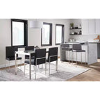 Sgabello da bar LumiSource Fuji con schienale alto e altezza bancone, acciaio inossidabile/PU grigio