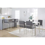 Sgabello da bar LumiSource Fuji con schienale alto e altezza bancone, acciaio inossidabile/PU grigio