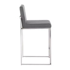 Sgabello da bar LumiSource Fuji con schienale alto e altezza bancone, acciaio inossidabile/PU grigio