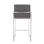 Sgabello da bar LumiSource Fuji con schienale alto e altezza bancone, acciaio inossidabile/PU grigio