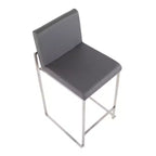 Sgabello da bar LumiSource Fuji con schienale alto e altezza bancone, acciaio inossidabile/PU grigio