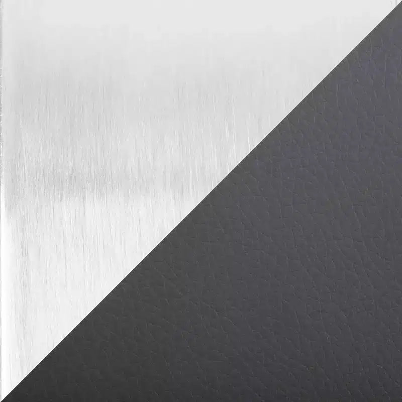 Sgabello da bar LumiSource Fuji con schienale alto e altezza bancone, acciaio inossidabile/PU grigio