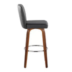 LumiSource Set di 2 sgabelli da bar Henry, legno noce/PU nero/metallo cromato