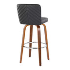 LumiSource Set di 2 sgabelli da bar Henry, legno noce/PU nero/metallo cromato