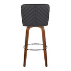 LumiSource Set di 2 sgabelli da bar Henry, legno noce/PU nero/metallo cromato