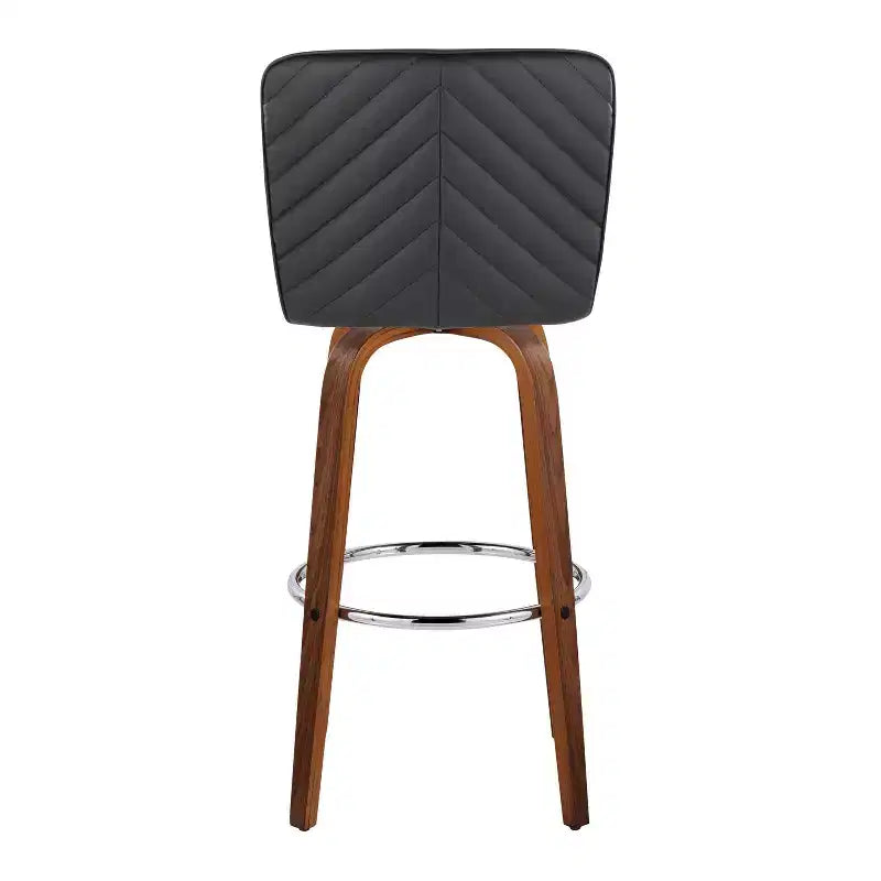 LumiSource Set di 2 sgabelli da bar Henry, legno noce/PU nero/metallo cromato