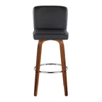 LumiSource Set di 2 sgabelli da bar Henry, legno noce/PU nero/metallo cromato