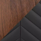 LumiSource Set di 2 sgabelli da bar Henry, legno noce/PU nero/metallo cromato