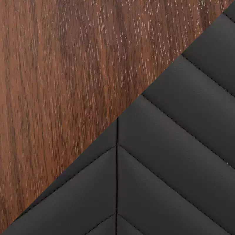 LumiSource Set di 2 sgabelli da bar Henry, legno noce/PU nero/metallo cromato