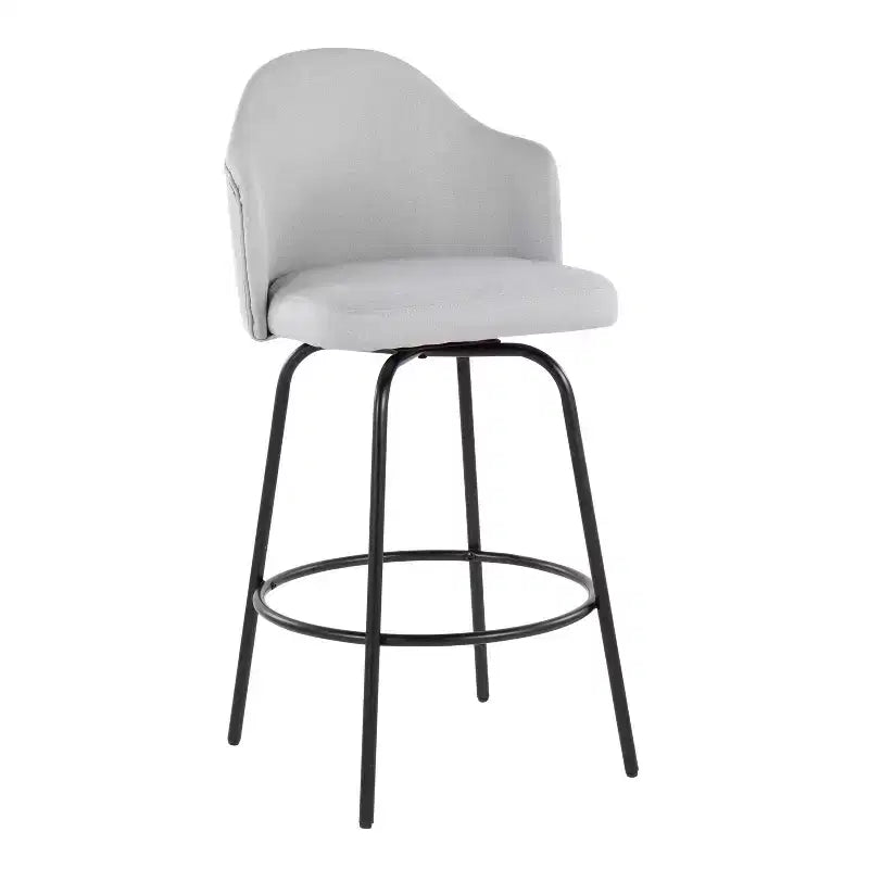 Set di 2 sgabelli da bar Ahoy in poliestere/metallo, altezza bancone, nero/grigio chiaro - LumiSource: Seduta girevole, portata 113 kg, imbottitura in schiuma