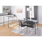 LumiSource Set di 3 Sgabelli da Bancone Fuji Stacker, Altezza Bancone, Acciaio Inox/Bianco