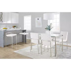 LumiSource Set di 3 Sgabelli da Bancone Fuji Stacker, Altezza Bancone, Acciaio Inox/Bianco