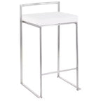 LumiSource Set di 3 Sgabelli da Bancone Fuji Stacker, Altezza Bancone, Acciaio Inox/Bianco