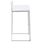 LumiSource Set di 3 Sgabelli da Bancone Fuji Stacker, Altezza Bancone, Acciaio Inox/Bianco