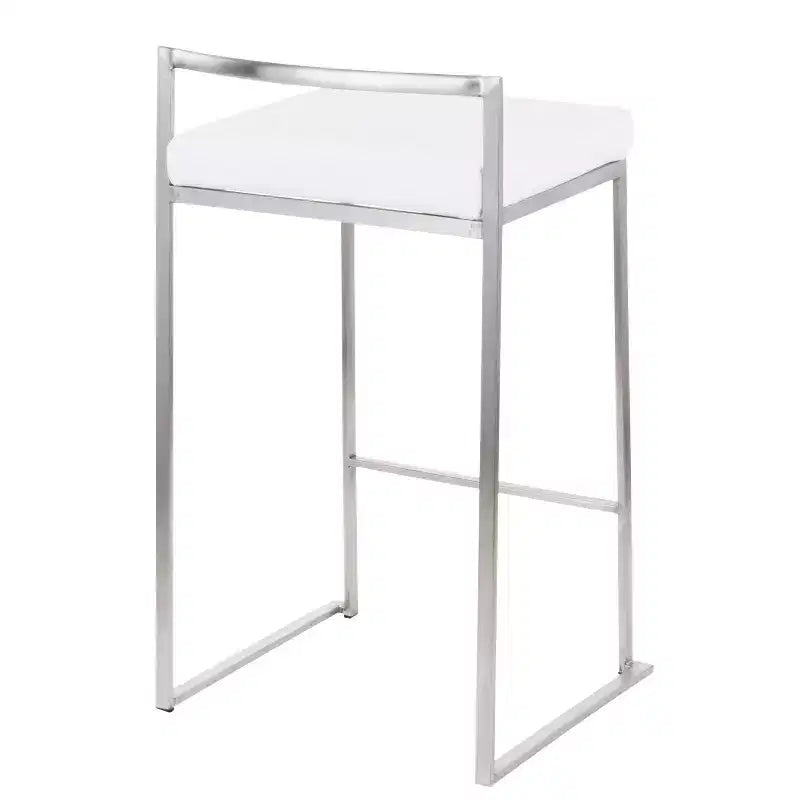 LumiSource Set di 3 Sgabelli da Bancone Fuji Stacker, Altezza Bancone, Acciaio Inox/Bianco