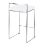 LumiSource Set di 3 Sgabelli da Bancone Fuji Stacker, Altezza Bancone, Acciaio Inox/Bianco