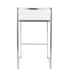 LumiSource Set di 3 Sgabelli da Bancone Fuji Stacker, Altezza Bancone, Acciaio Inox/Bianco