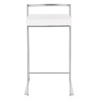 LumiSource Set di 3 Sgabelli da Bancone Fuji Stacker, Altezza Bancone, Acciaio Inox/Bianco