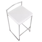 LumiSource Set di 3 Sgabelli da Bancone Fuji Stacker, Altezza Bancone, Acciaio Inox/Bianco
