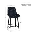 Sgabello da bar imbottito Linon Elder, altezza bancone, blu