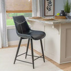 Sgabello da bar imbottito Linon Elder, altezza bancone, blu