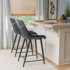 Sgabello da bar imbottito Linon Elder, altezza bancone, blu