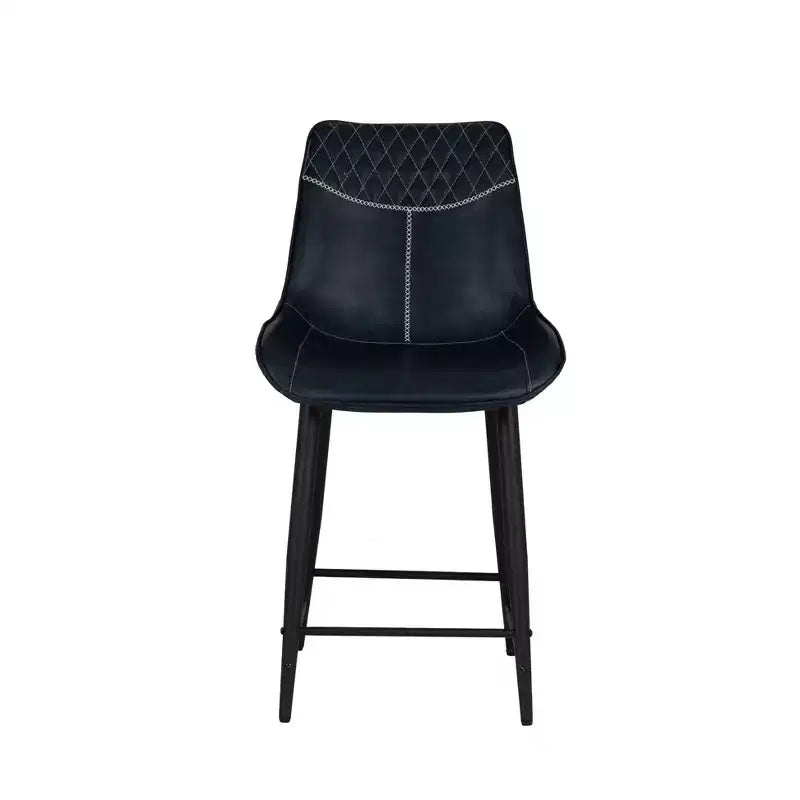 Sgabello da bar imbottito Linon Elder, altezza bancone, blu